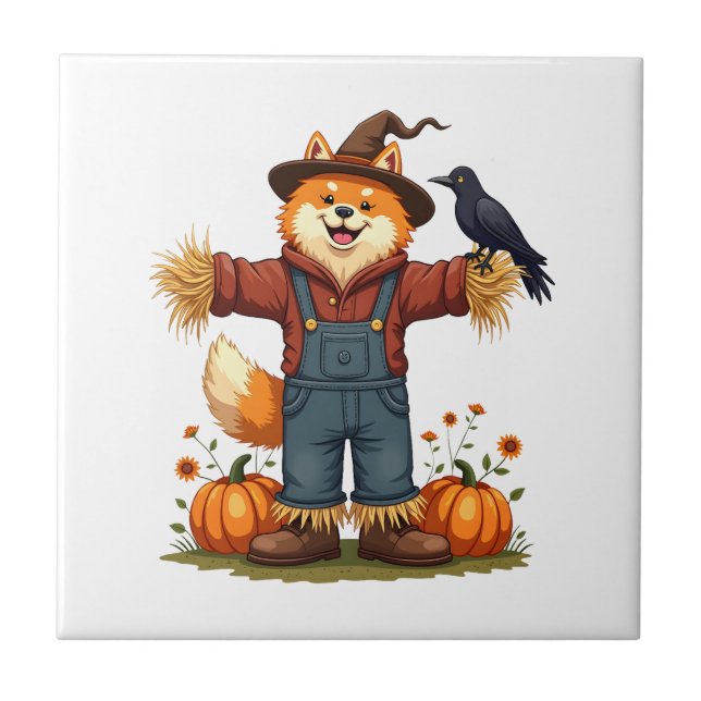 Scarecrow Samoyed Dog Tile (Front)
