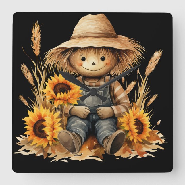 Scarecrow Square Wall Clock (Front)