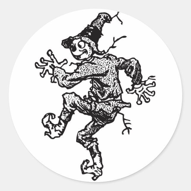 Scarecrow Striding Classic Round Sticker (Front)