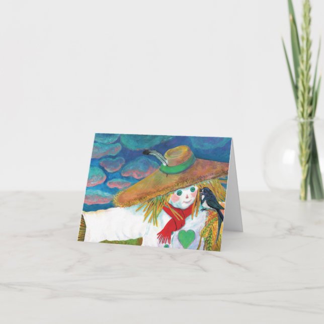 Scarecrow Talking to Swallow Illustration Card (Front)