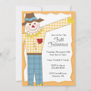 Scarecrow Thanksgiving Fall Party Invitations