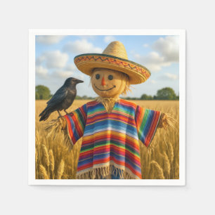 Scarecrow Wearing a Sombrero and Poncho Napkin
