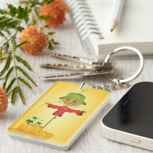 Scarecrow With Pumpkins Keychain