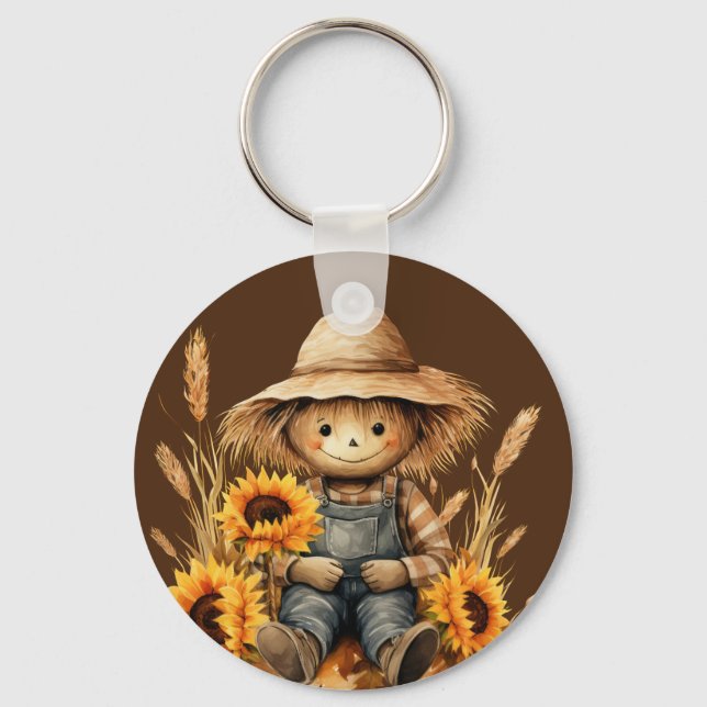 Scarecrow with Sunflower  Key Ring (Front)