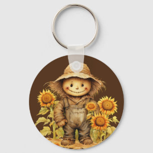 Scarecrow with Sunflower Key Ring