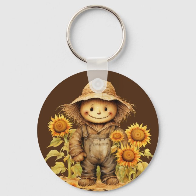 Scarecrow with Sunflower  Key Ring (Front)