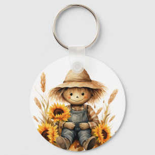 Scarecrow with Sunflower Key Ring