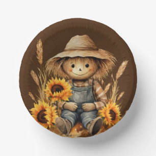 Scarecrow with Sunflower Paper Plate
