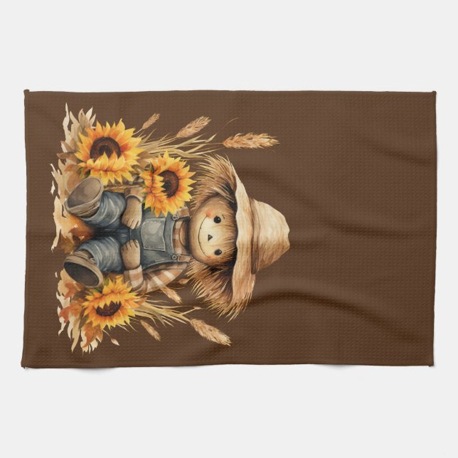 Scarecrow with Sunflower  Tea Towel (Horizontal)