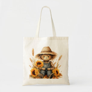 Scarecrow with Sunflower Tote Bag