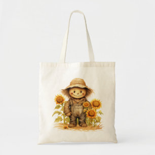 Scarecrow with Sunflower Tote Bag