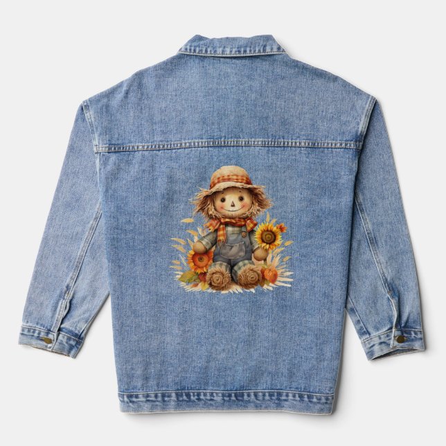 Scarecrow with Sunflowers  Denim Jacket (Back)