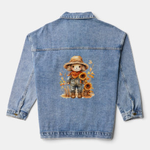 Scarecrow with Sunflowers Denim Jacket