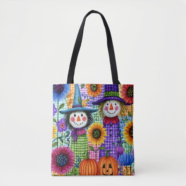 Scarecrows and Pumpkins, Halloween, Tote Bag (Front)