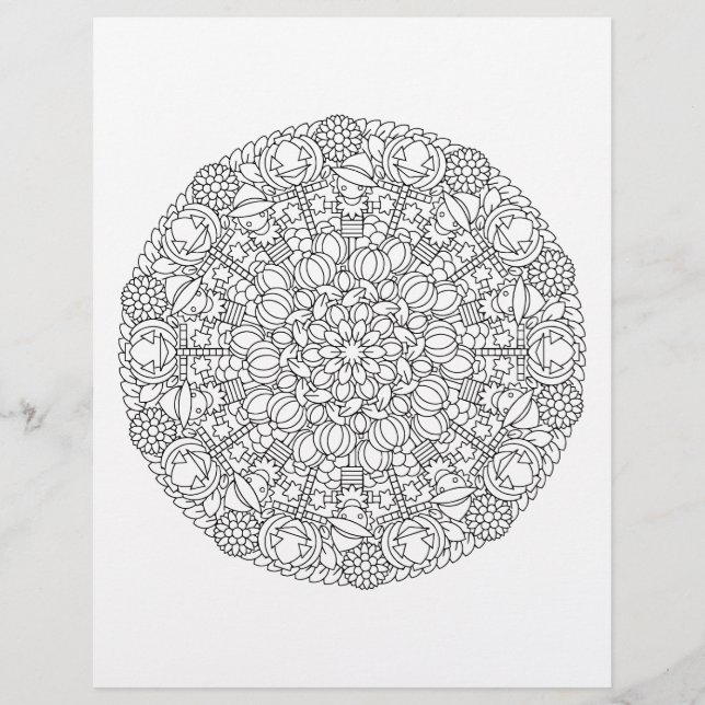 Scarecrows Halloween & Fall Mandala Colouring Page (Front)