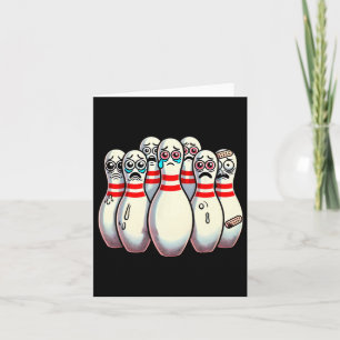 Scared Bowling Pins Cartoon Fun Bowler Humourous M Card