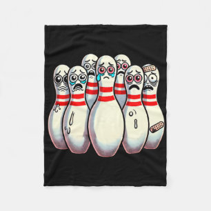 Scared Bowling Pins Cartoon Fun Bowler Humourous M Fleece Blanket