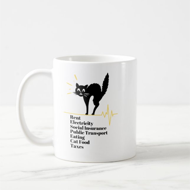 Scared Cat Bills Surprised Cat Funny Cat Face  Coffee Mug (Left)