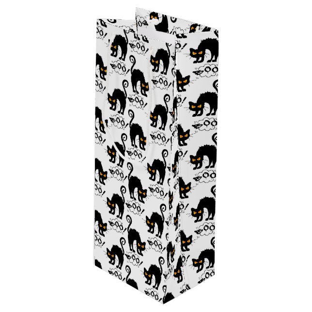 scared cat pattern wine gift bag (Front Angled)