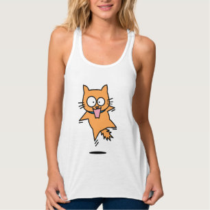 Scared cat tabby orange jump surprised nervous fun singlet