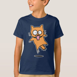 Scared cat tabby orange jump surprised nervous fun T-Shirt