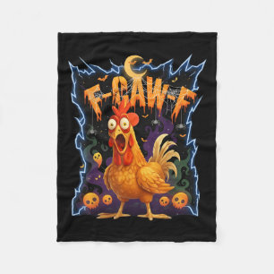 Scared Chicken F-caw-f Halloween Tee Fleece Blanket