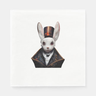Scared Magician Being Pulled From A Top Hat Rabbit Napkin