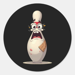 Scared Pin Funny Bowling Lover Bowlers Graphic For Classic Round Sticker