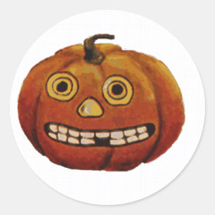 Scared Pumpkin Classic Round Sticker