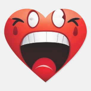 Scared Red Heart with Cartoon Face Sticker