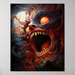 Scared Screaming Face Hilarious Psychedelic  Poster