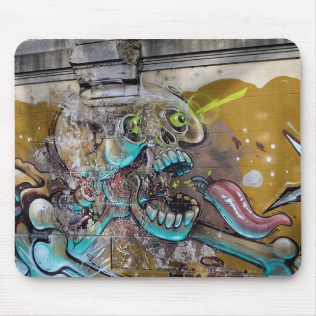Scared Skull Graffiti Mouse Pad (Front)