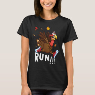 Scared Turkey Run  Thanksgiving Running Turkey Tro T-Shirt