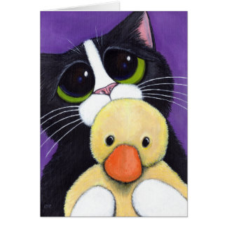 Scared Tuxedo Cat and You Duck Painting