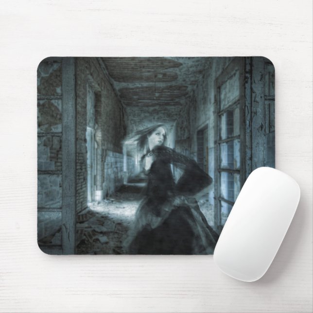 Scared Victorian Girl Ghost Running in Hallway Mouse Pad (With Mouse)