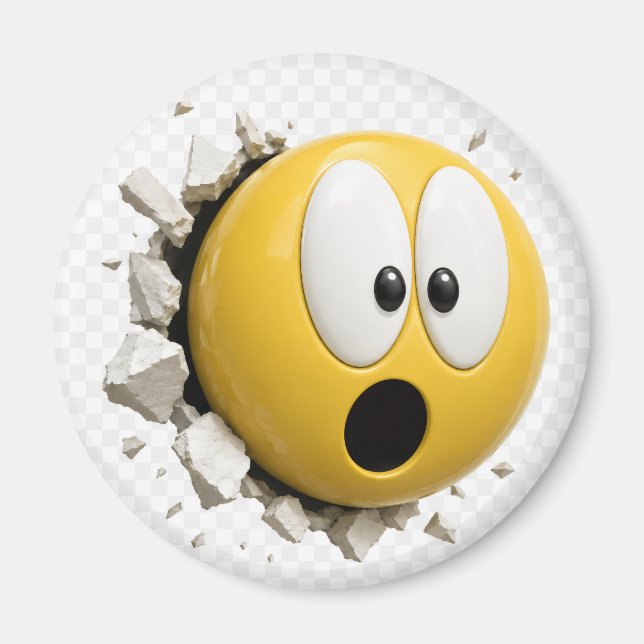 Scaredy 3D Emoji Round Magnet (Front)