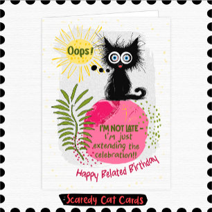Scaredy Cat Belated Birthday Card