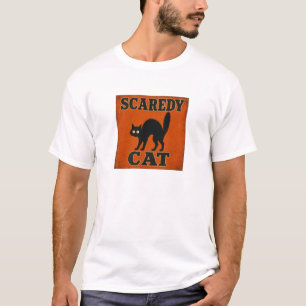 Scaredy Cat Black Cat Halloween Design T-Shirt
