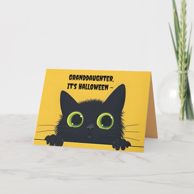 SCAREDY CAT GRANDDAUGHTER HALLOWEEN CARD (Front)