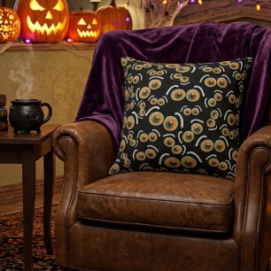 Scaredy Cat Halloween Boo Eyes Bat Cushion