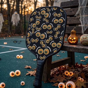 Scaredy Cat Halloween Boo Eyes Bat Pickleball Paddle