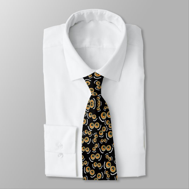 Scaredy Cat Halloween Boo Eyes Bat Tie (Tied)