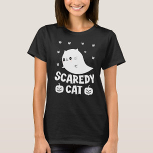 Scaredy Cat Halloween Costume Spooky Ghost Kitten T-Shirt