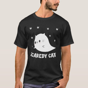 Scaredy Cat Spooky Ghost Kitten Kitty Cat Hallowee T-Shirt