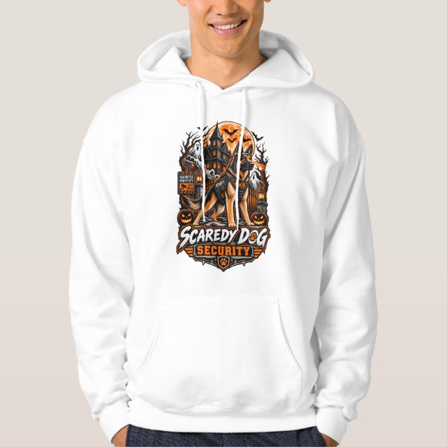 Scaredy Dog Security German Shepherd Halloween K9  Hoodie (Front)
