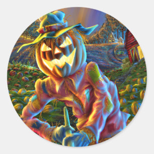 ScareJack O Lantern Scarecrow Classic Round Sticker