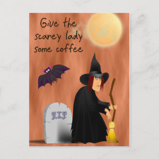Scarey witch before coffee post card
