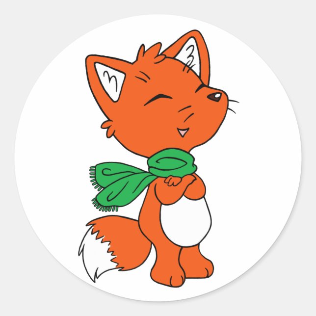 Scarf Fox Classic Round Sticker (Front)