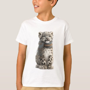 Scarf Snow Leopard Cub Kids T-Shirt