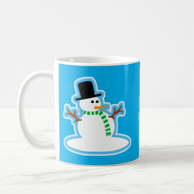 Scarf Wearing Snowman Cute Winter Design Coffee Mug (Left)